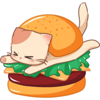 süß Katze im Hamburger Karikatur Elemente Profi png. png