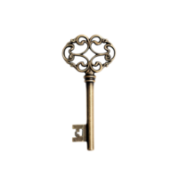 Medieval vintage key isolate on transparent background, antique keys.Generative AI png