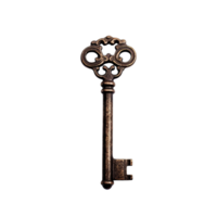 Medieval vintage key isolate on transparent background, antique keys.Generative AI png