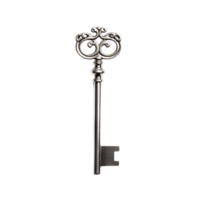 Medieval vintage key isolate on transparent background, antique keys.Generative AI png