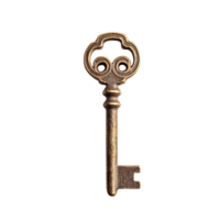 Medieval vintage key isolate on transparent background, antique keys.Generative AI png