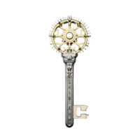 Medieval vintage key isolate on transparent background, antique keys.Generative AI png