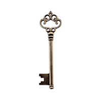 Medieval vintage key isolate on transparent background, antique keys.Generative AI png