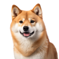 retrato de shiba inu perro. japonés linda perro aislar en transparente fondo.generativo ai png