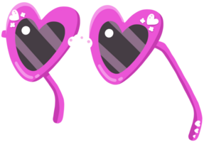 schattig hand- getrokken heet roze hart vorm zonnebril met parel tekenfilm illustratie png