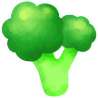 Hand Drawn Fresh Boiled Cooked Broccoli Cabbage Cartoon Illustration Watercolor png
