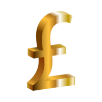 Pound currency symbol.Golden shiny Pound money sign png