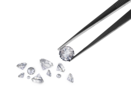 Diamond in tweezers, transparent background png