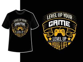 Gaming quote t shirt design or typography gamer t shirt template with creative motivation text and vector shape