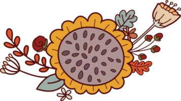 Fall flower hand drawing doodle style png