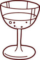 vino vaso mano dibujo garabatear estilo png