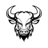 bisonte cabeza icono aislado en blanco antecedentes. diseño elemento para tatuajes, póster, camiseta, emblema, firmar vector