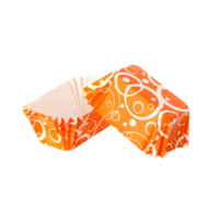 Orange paper baking forms for cakes with abstract pattern png