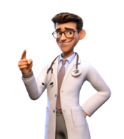 Cartoon character caucasian man doctor. AI Generated png