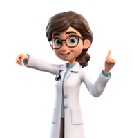 dessin animé personnage caucasien femme médecin. ai généré png