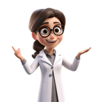 Cartoon character caucasian woman doctor. AI Generated png