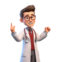 Cartoon character caucasian man doctor. AI Generated png