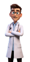 Cartoon character caucasian man doctor. AI Generated png