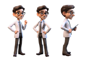 Cartoon character caucasian man doctor. AI Generated png