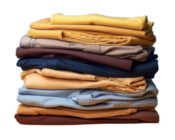 a neatly folded T-shirt, ideally placed in a stack of other folded clothes. AI Generated png