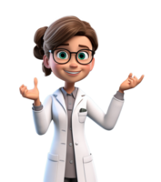 Cartoon character caucasian woman doctor. AI Generated png