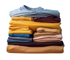 a neatly folded T-shirt, ideally placed in a stack of other folded clothes. AI Generated png