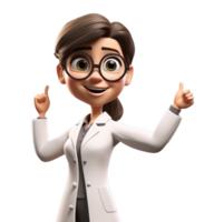 Cartoon character caucasian woman doctor. AI Generated png