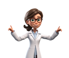 dibujos animados personaje caucásico mujer doctor. ai generado png