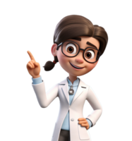 dibujos animados personaje caucásico mujer doctor. ai generado png