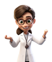 dibujos animados personaje caucásico mujer doctor. ai generado png