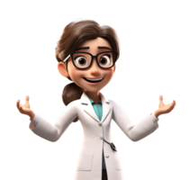 Cartoon character caucasian woman doctor. AI Generated png