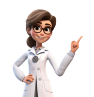 Cartoon character caucasian woman doctor. AI Generated png