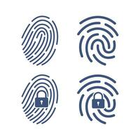 Fingerprint loop icon with lock sign. Concept of personal data protection. App security. Flat vector illustration.