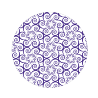redondo icono con Violeta flores patrón, magdalenas formar plantilla png