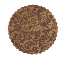 Round paper confectionery napkin with golden pattern png