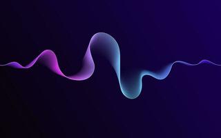 Abstract vector illustration of futuristic gradient blue and purple sound wave frequency. Modern neon design concept for technology, music, and audio projects. Flowing curves and equalizer pattern