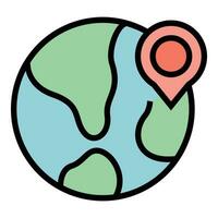 global ubicación icono vector plano