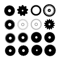 Industrial gears icons collection isolated over transparent background png