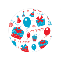 Round icon with happy birthday pattern png