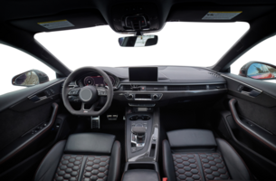 à l'intérieur moden voiture arrière-plan, luxe voiture intérieur éléments fond d'écran. noir cuir voiture intérieur png