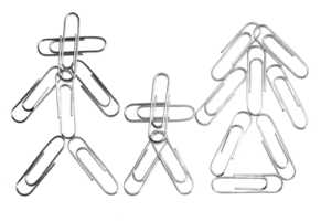 Happy family made of paperclips isolated over transparent background png illustration