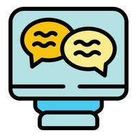 Online study chat icon vector flat