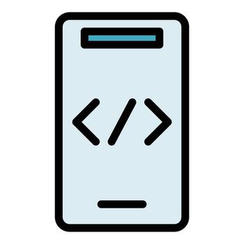 Code smartphone icon vector flat
