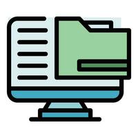 Computer folder icon vector flat