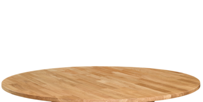 Wooden table top surface isolated over transparent background. 3D solid wood table top close view png illustration