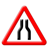 Road narrows traffic sign png