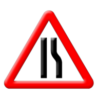 Road narrows traffic sign png