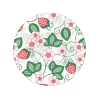 Plate with ornament or a muffins form with colored flowers with leaves and strawberries pattern png