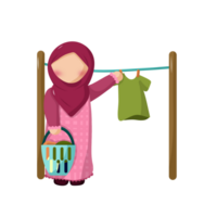 Little girl drying clothes png