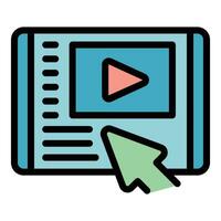 Click video tutorial icon vector flat